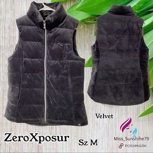 ZeroXposur - Sz M - velvet puff vest gray blue